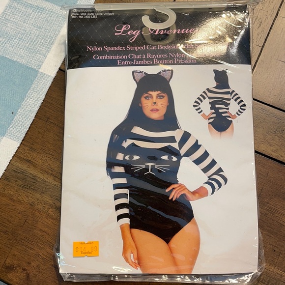 Spandex striped cat bodysuit